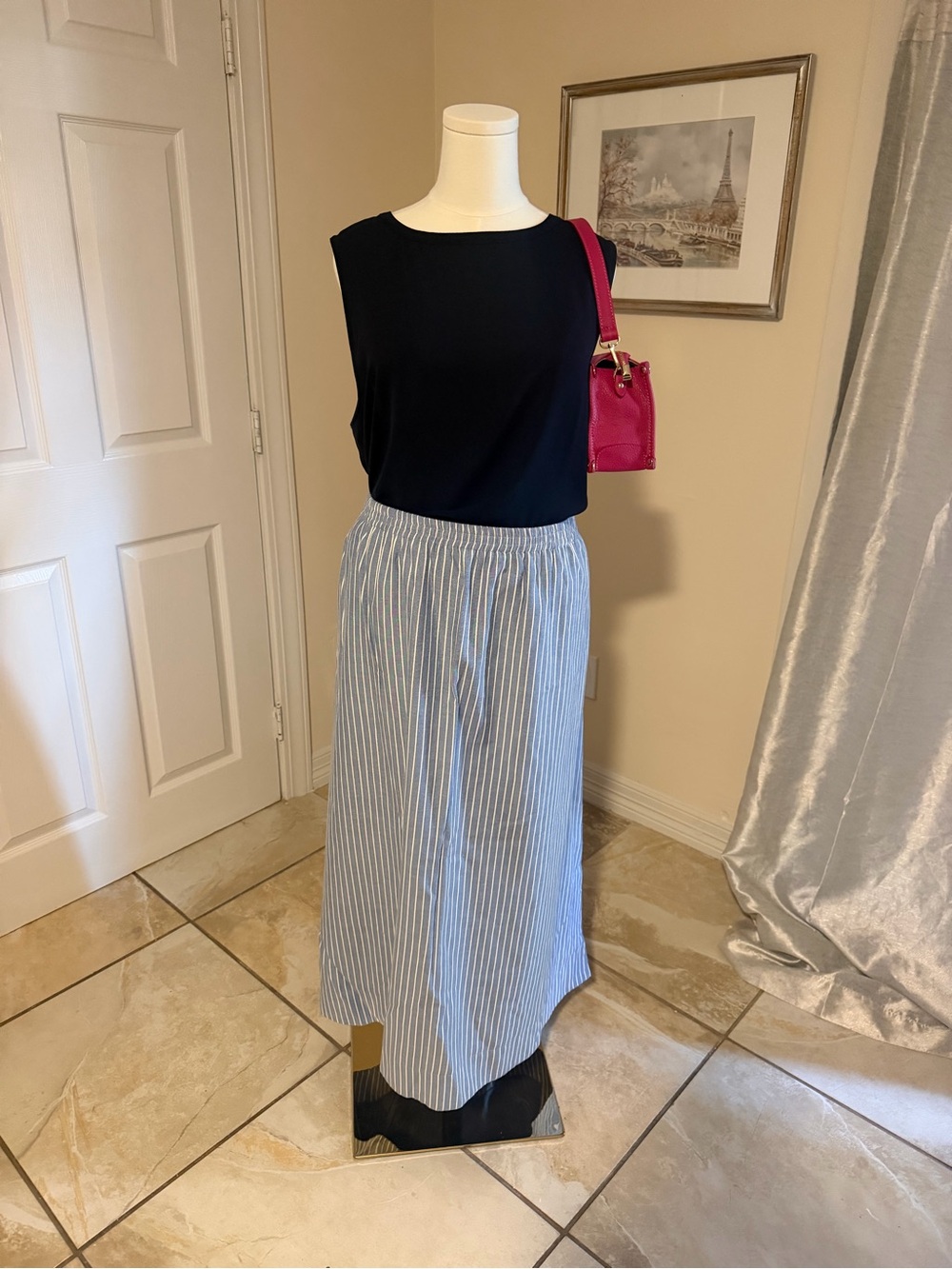 Tuckernuck Light Blue and White Striped Maxi Skirt